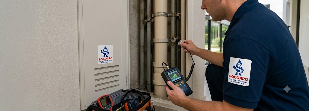 Profissional realizando Caça Vazamento de Água (Detecção Eletrônica) em Balneário Camboriú