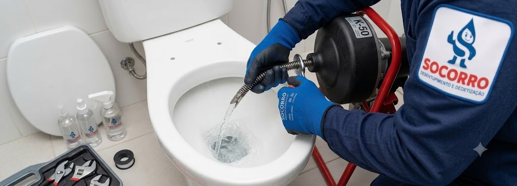 Profissional realizando Desentupidora de Vasos Sanitários em Balneário Camboriú